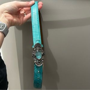 Teal Lynn Stuart Leather Embellished Belt-Md